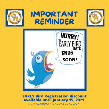 Reminder – Early Bird Registration for 5U-18U ends January 15th 2021